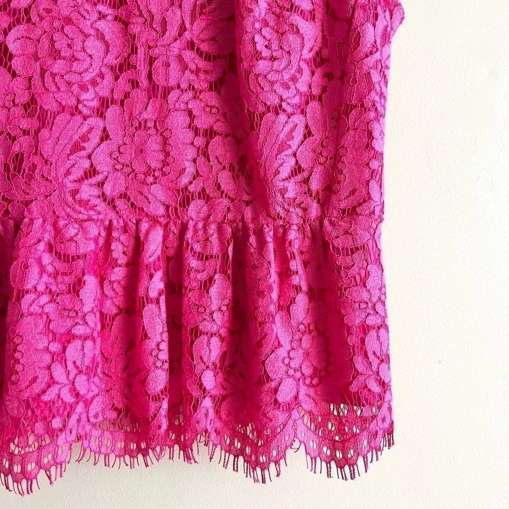 J.Crew Pink Lace‎ Peplum Sleeveless Top, Size 6